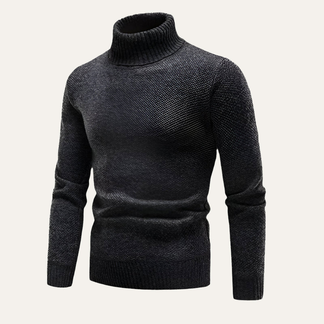 Mens Merino Wool Turtleneck Sweater Slim Fit