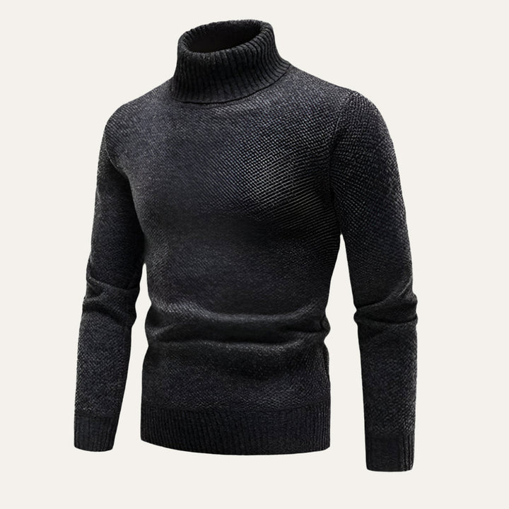 Mens Merino Wool Turtleneck Sweater Slim Fit