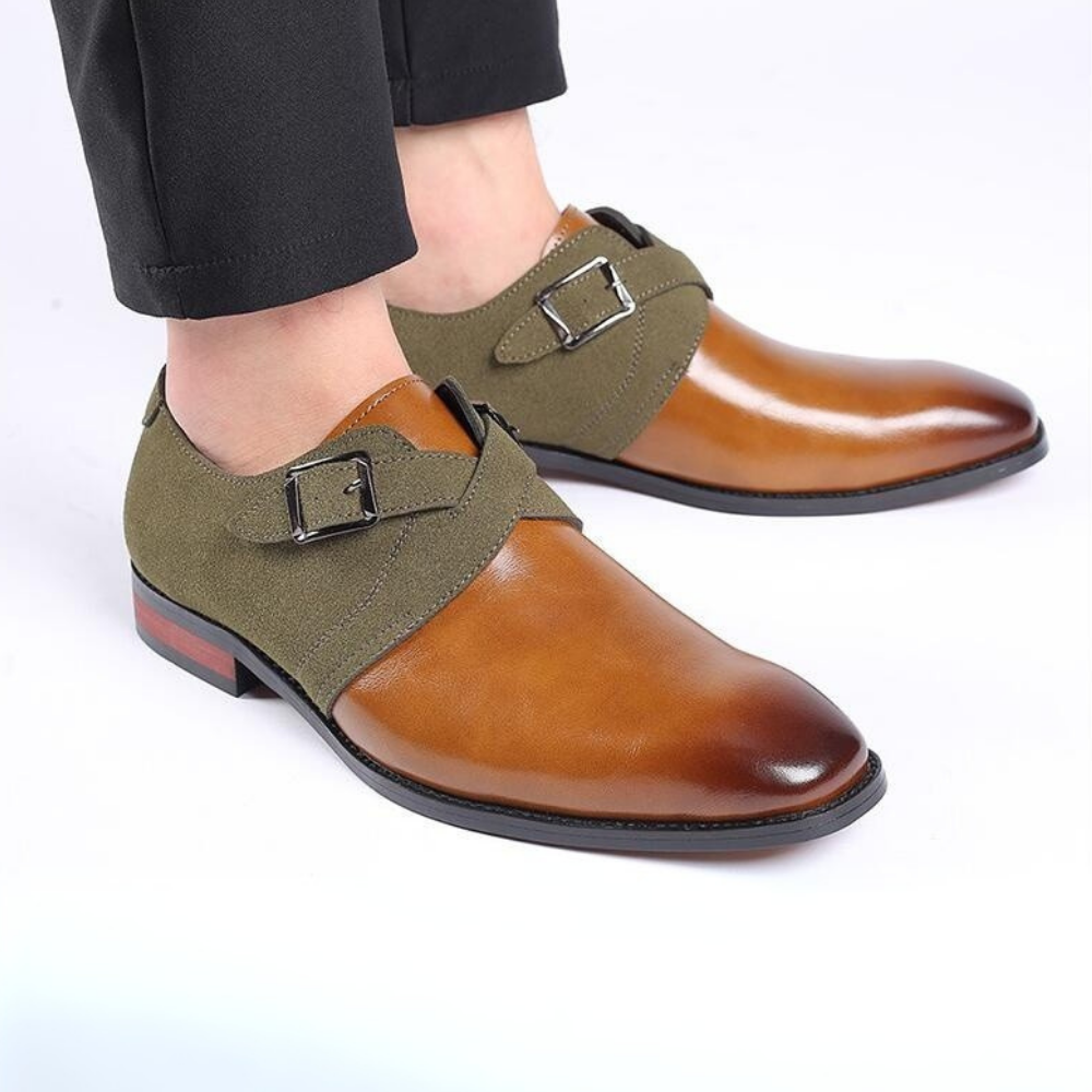 Mens Derby Dress Shoes Leather Slip-On Cushioned Comfort
