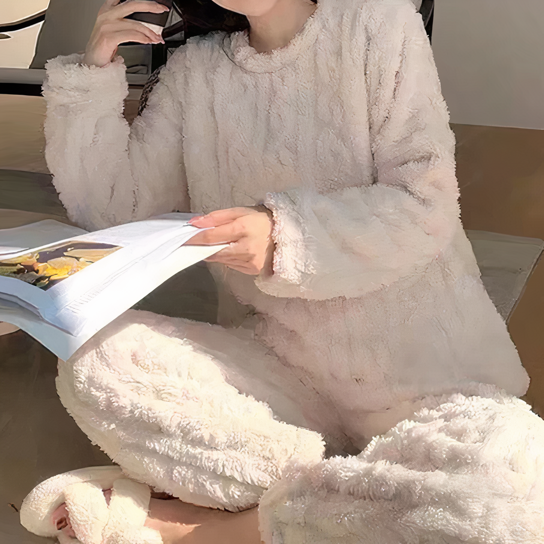 Womens Fleece Pajama Set Warm Comfortable Fit