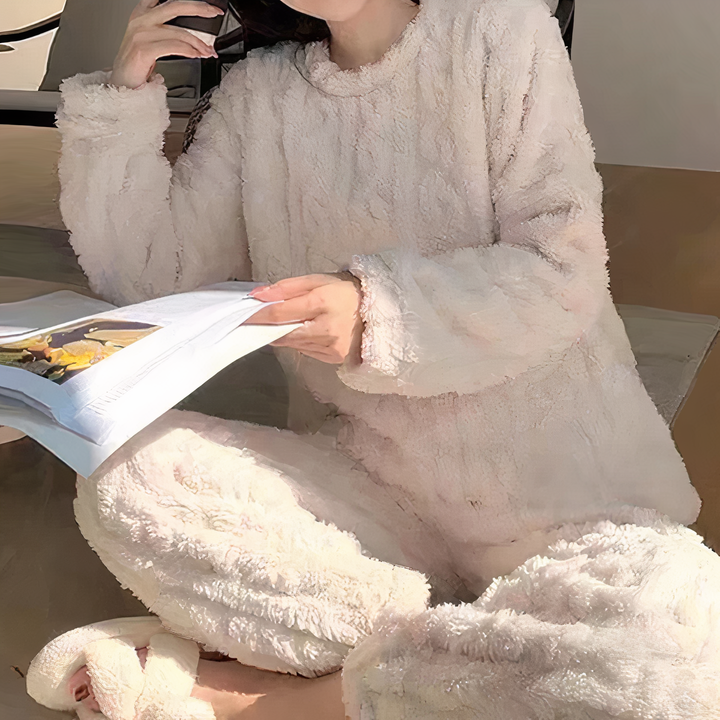 Womens Fleece Pajama Set Warm Comfortable Fit