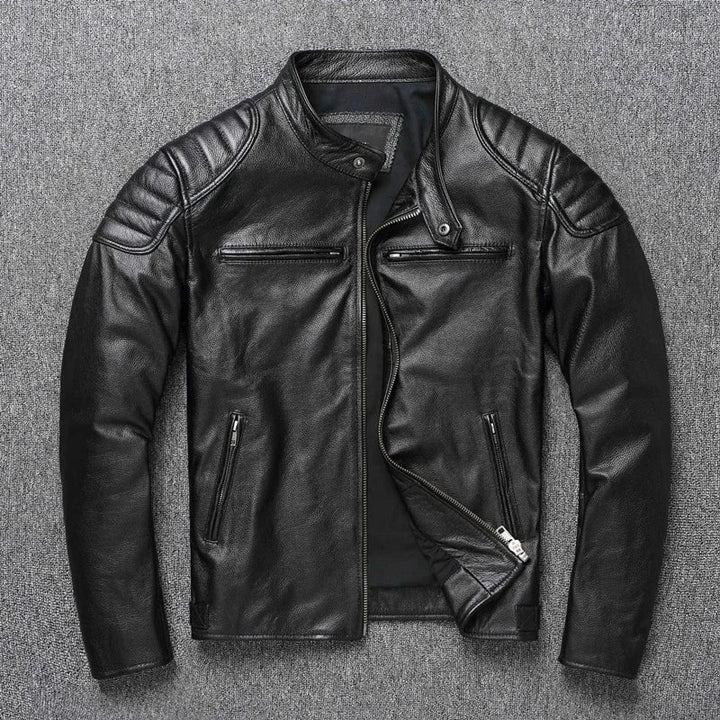 Mens Bomber Jacket Genuine Leather Fur Trimmed