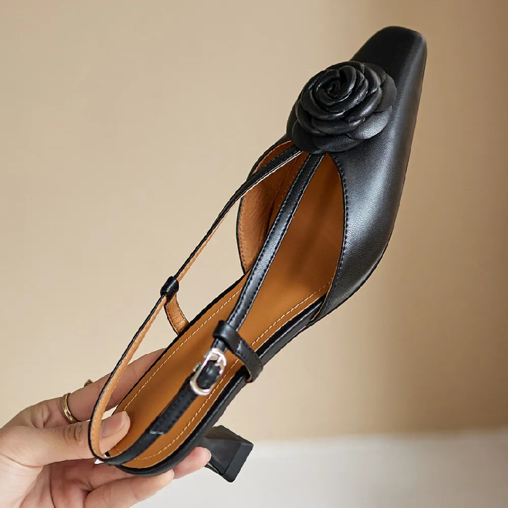 Womens Genuine Leather Slingback Shoes