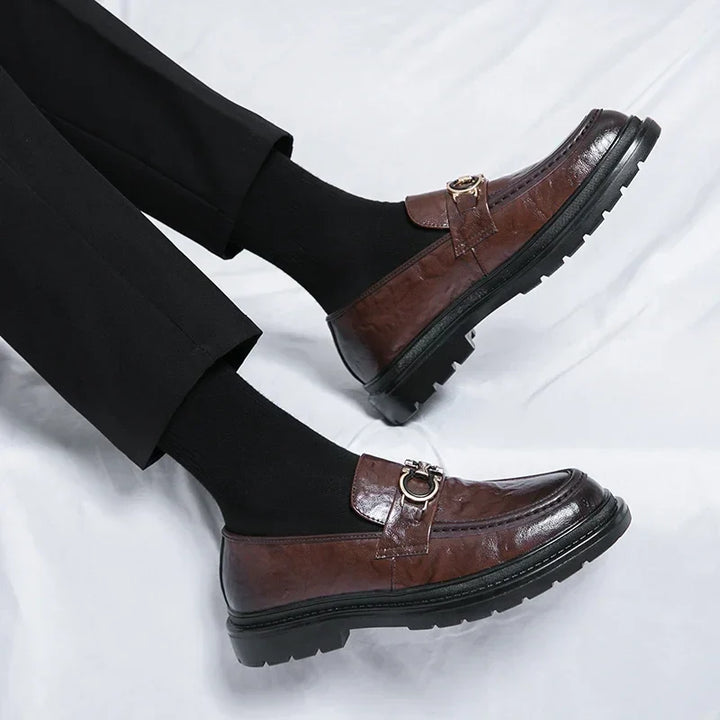 Mens Leather Loafers Slip-On Classic Fit