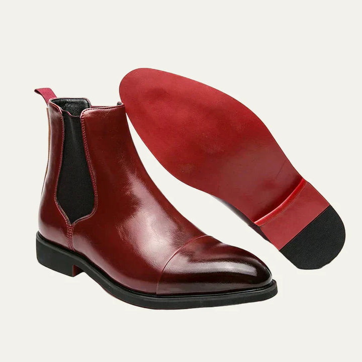 Mens Leather Cap Toe Chelsea Boots Polished Finish