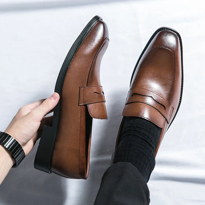 Mens Penny Loafers Leather Classic Fit - BritishMode