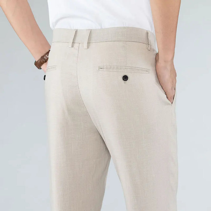 Mens Straight Pants Linen Blend Lightweight Comfortable