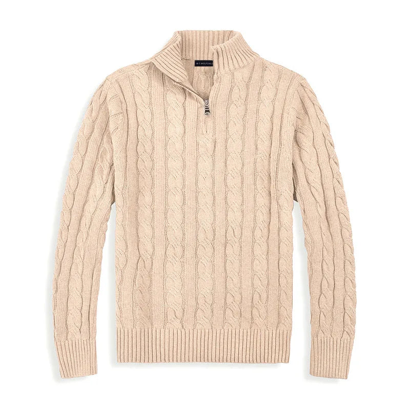 Mens Half Zip Sweater Wool Blend Regular Fit