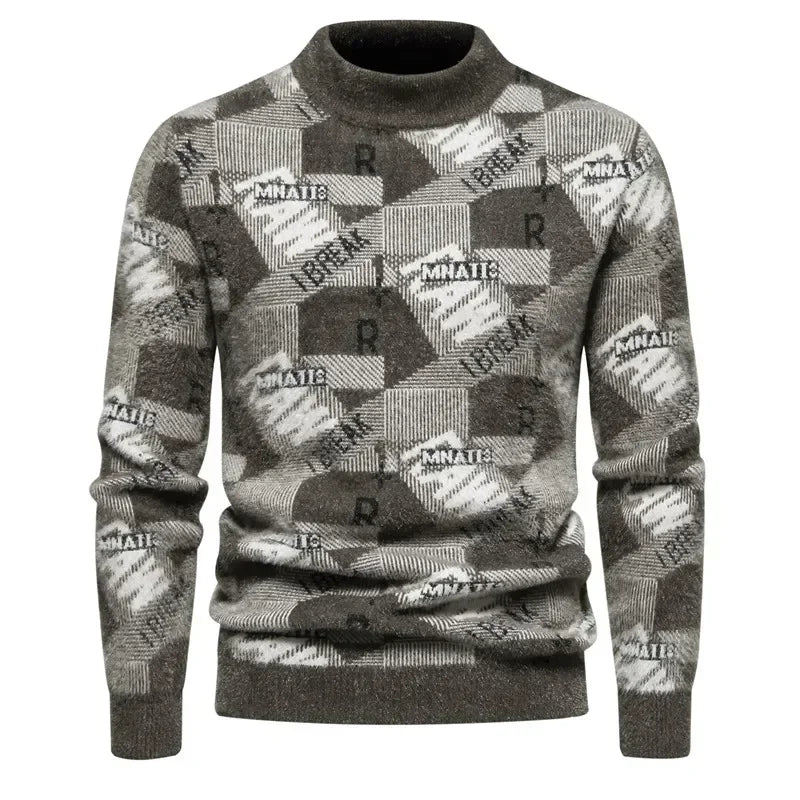 Mens Faux Fur Crew Neck Sweater
