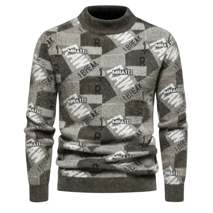 Mens Faux Fur Crew Neck Sweater