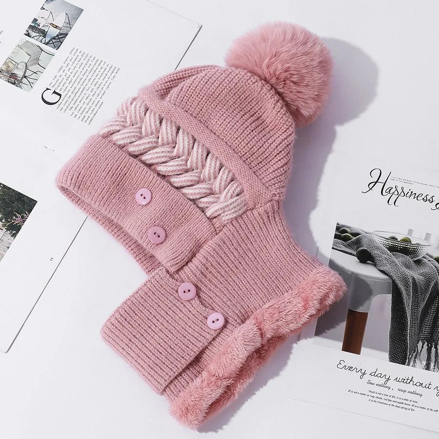 Unisex Beanie Hat Soft Fuzzy Pom Pom
