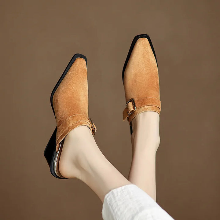 Womens Suede Mules Slip-On Style