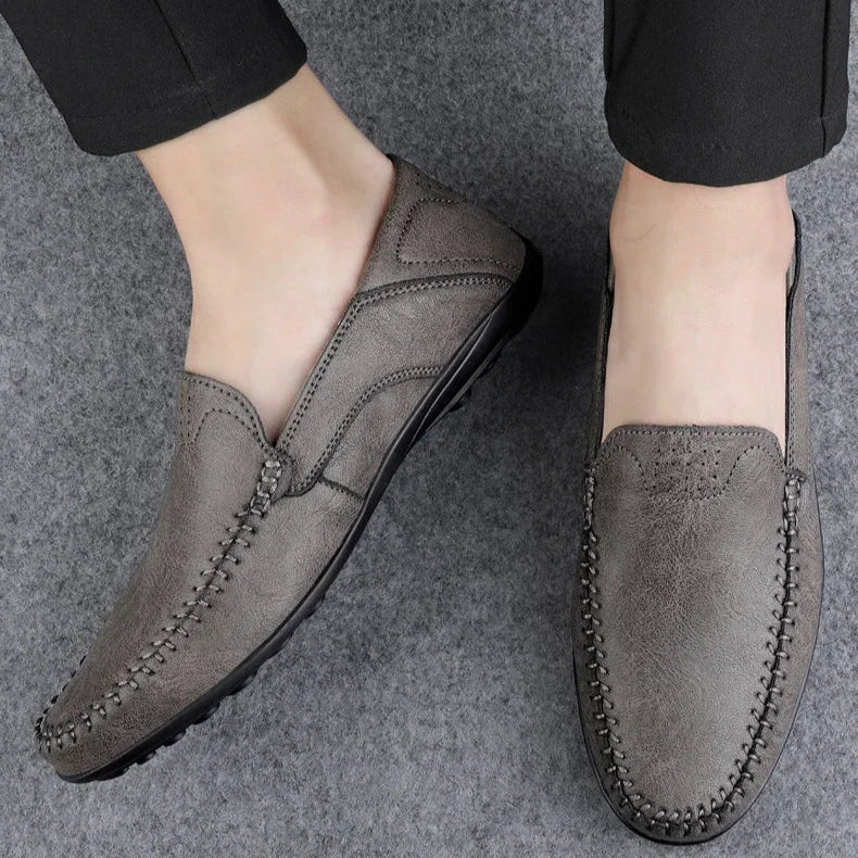 Mens Leather Loafers Slip-On Classic Fit