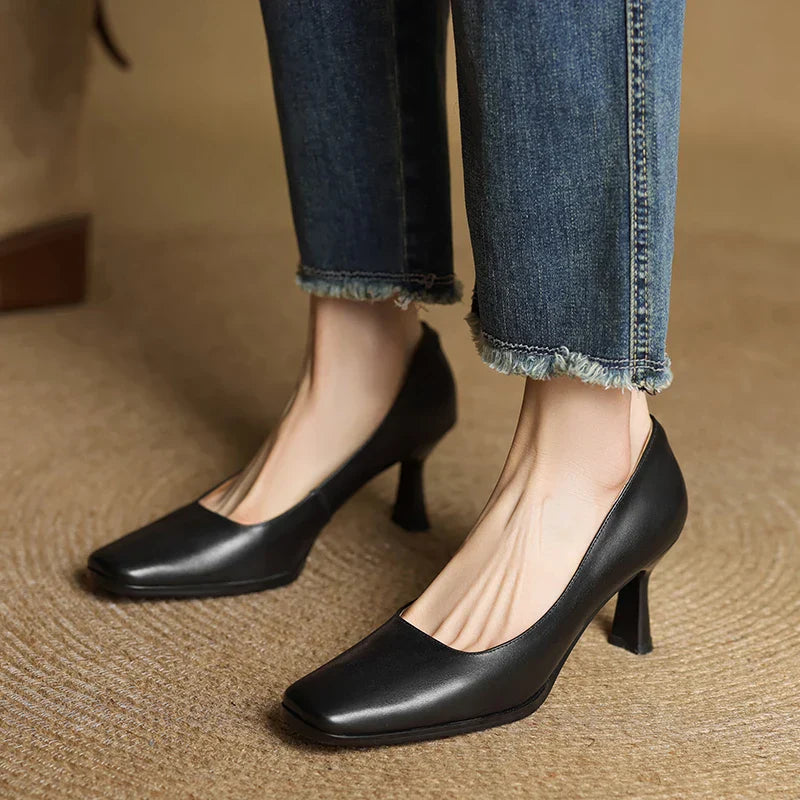 Womens Genuine Leather Heels Classic Fit