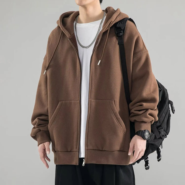 Mens Hooded Sweater with Zip Relaxed Fit