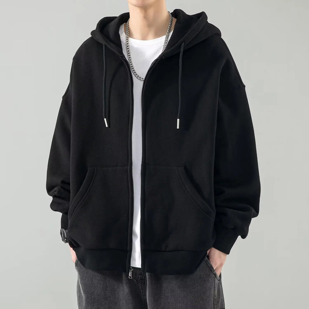 Mens Hooded Sweater with Zip Relaxed Fit