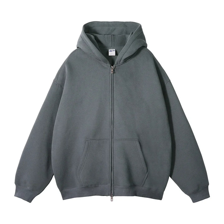 Unisex Fleece Zip-Up Hoodie Thick Warm