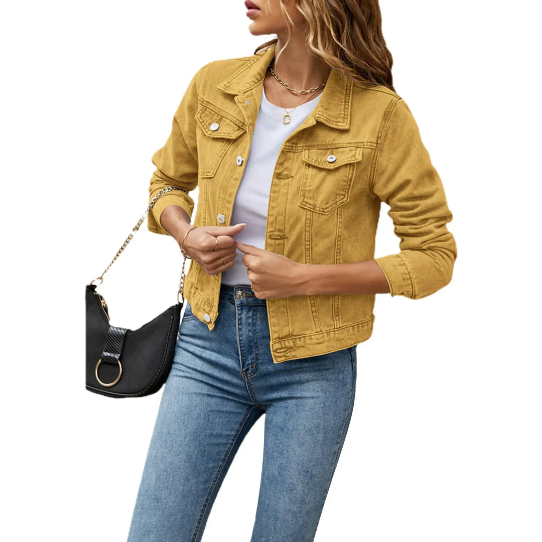 Womens Denim Jacket Fitted Short Sleeve
