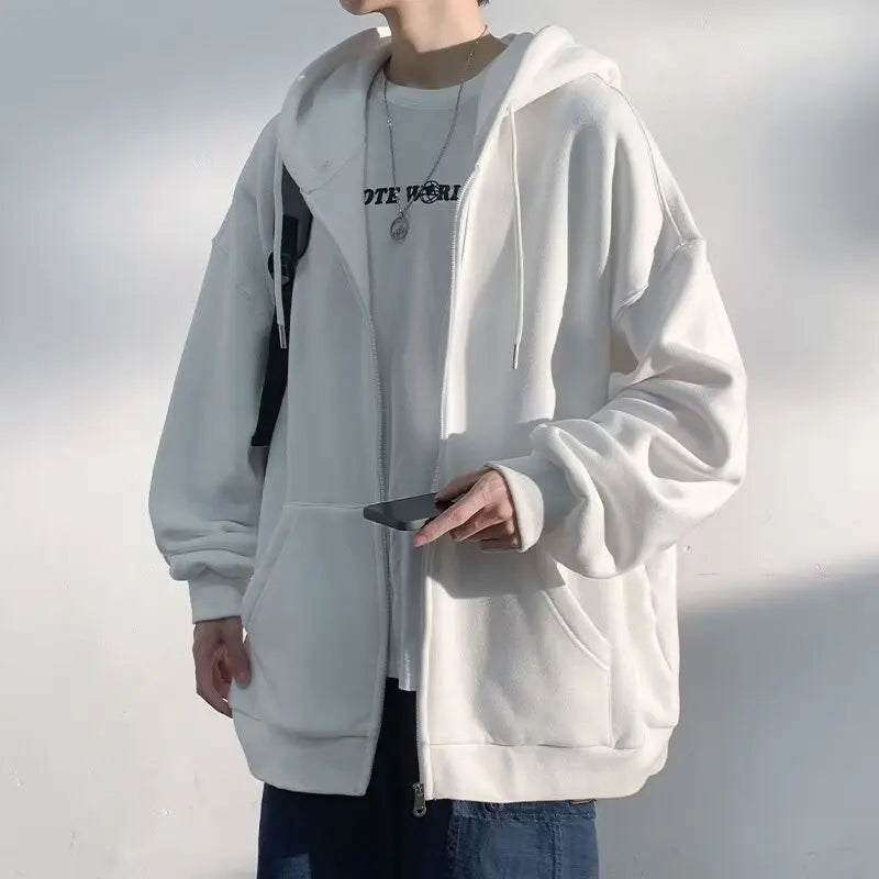 Mens Hooded Sweater with Zip Relaxed Fit