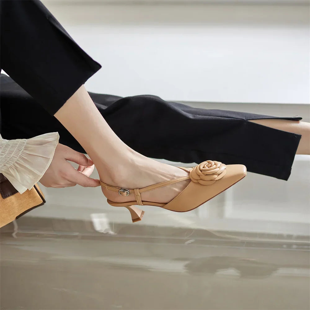 Womens Genuine Leather Slingback Shoes