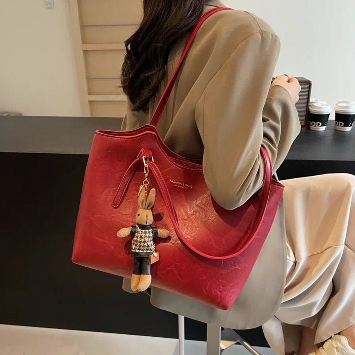 Womens Vegan Leather Shopping Bag Spacious Elegant Design