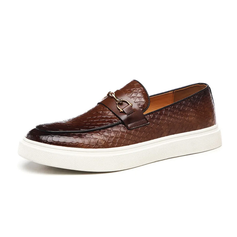 Womens Loafers Leather Slip-On