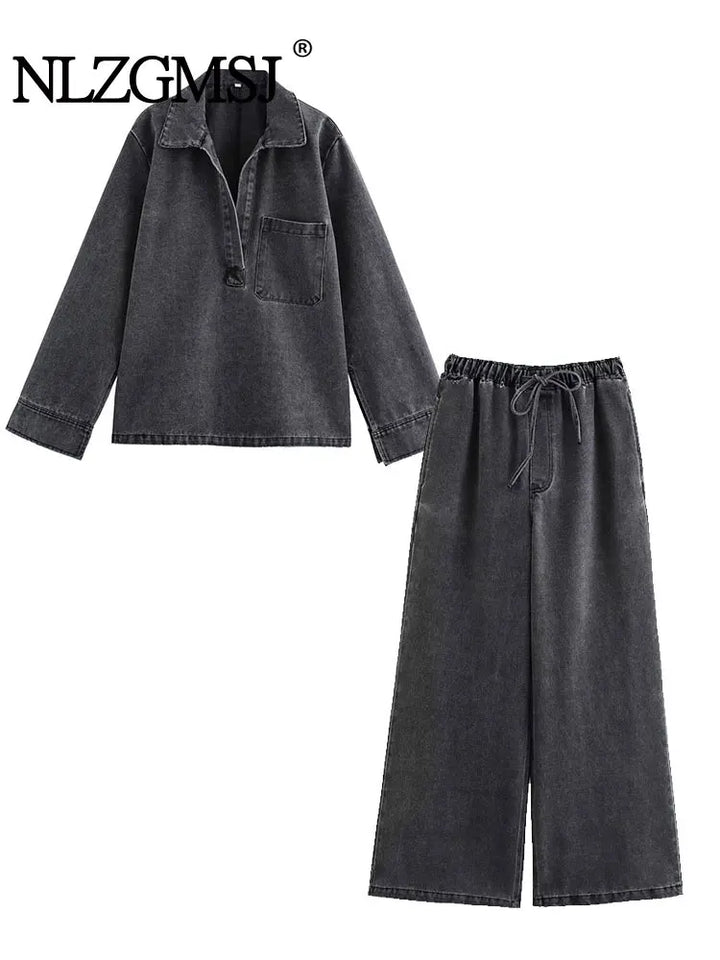 Womens Two-Piece Outfit with Comfortable Jeans - BritishMode