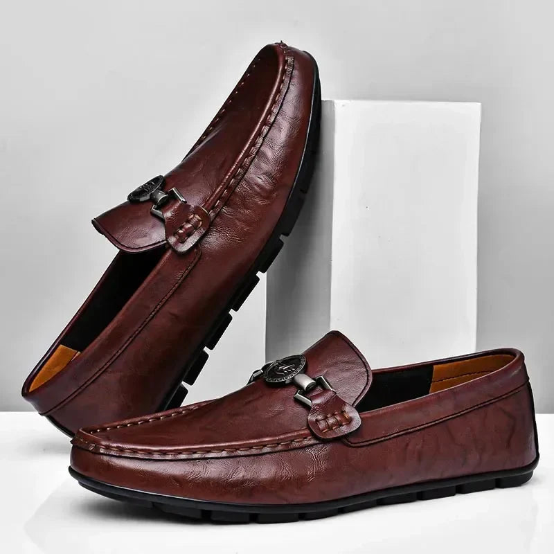 Mens Loafers Genuine Leather Slip-On