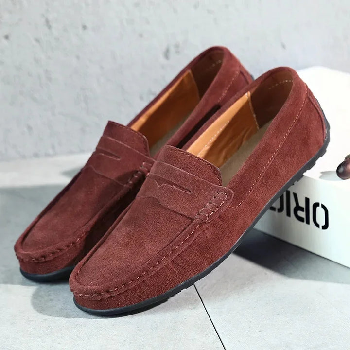 Mens Leather Slip-On Loafers Classic Style