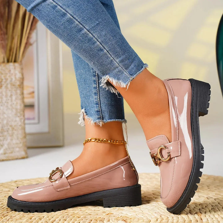 Womens Leather Loafers Slip-On Comfortable Fit