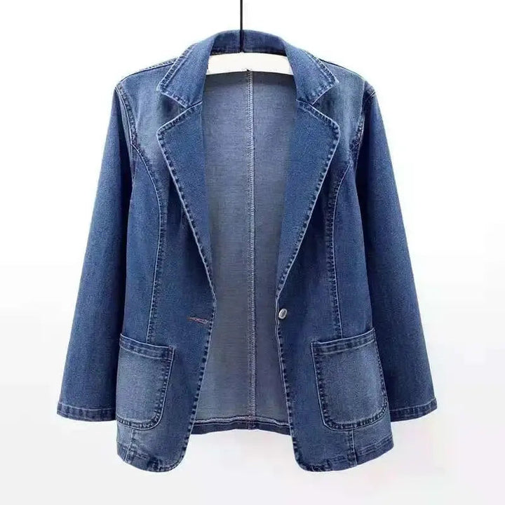 Womens Denim Blazer Classic Waist Tailored Fit - BritishMode