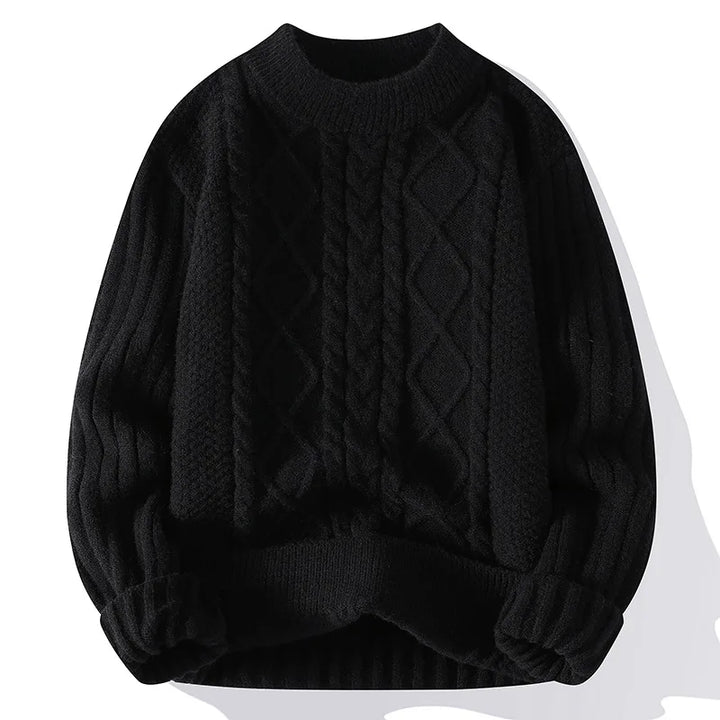 Mens Crew Neck Sweater Classic Pattern Knit