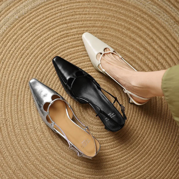 Womens Genuine Leather Slingback Shoes