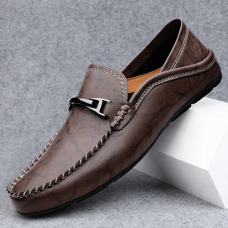 Mens Loafers Genuine Leather Slip-On - BritishMode