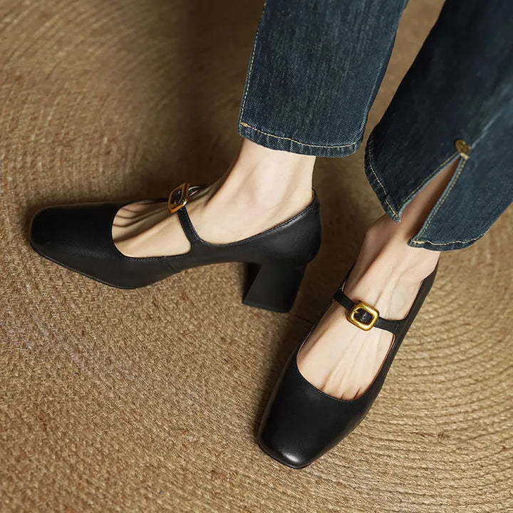 Womens Genuine Leather Heels Classic Fit