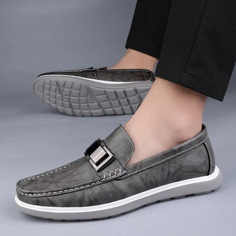 Mens Loafers Genuine Leather Slip-On