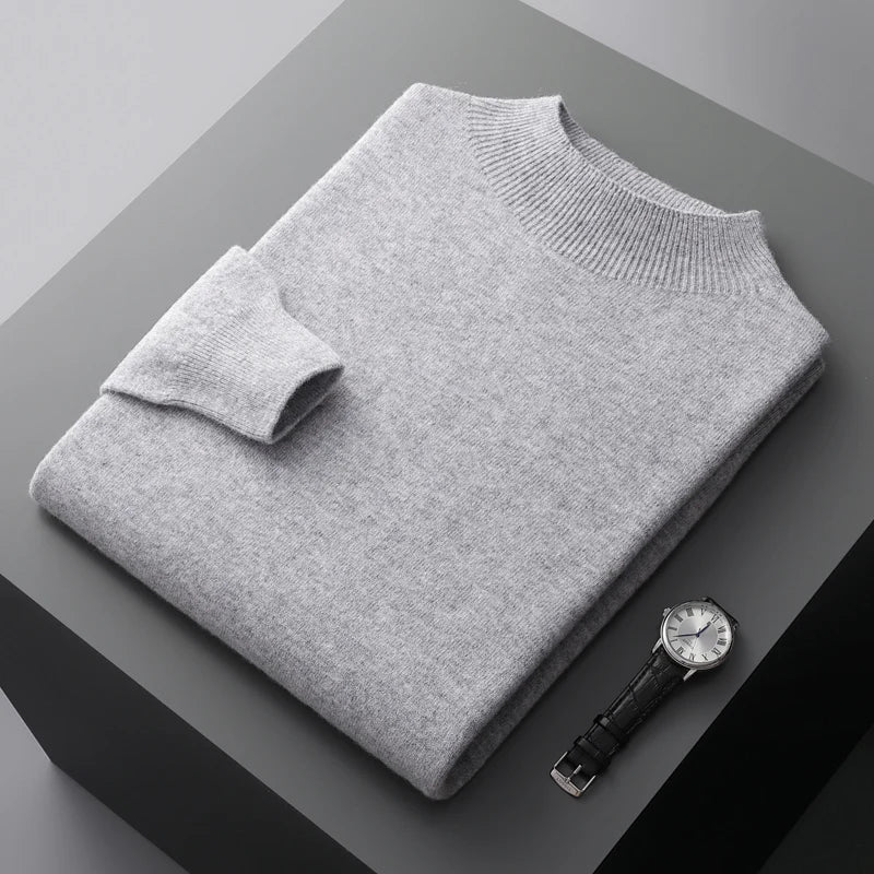 Mens Wool Sweater Cozy Knitwear Regular Fit