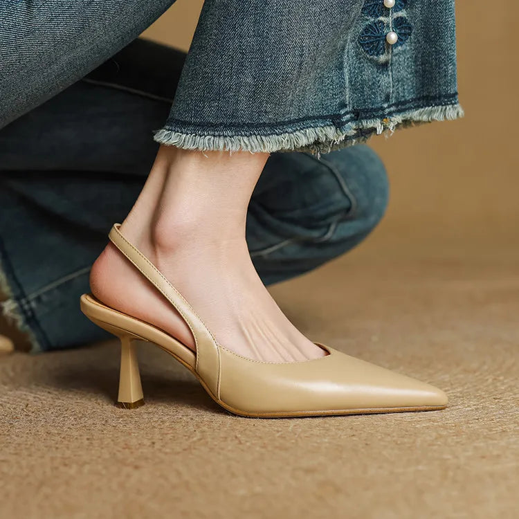 Womens Slingback Shoes Genuine Leather