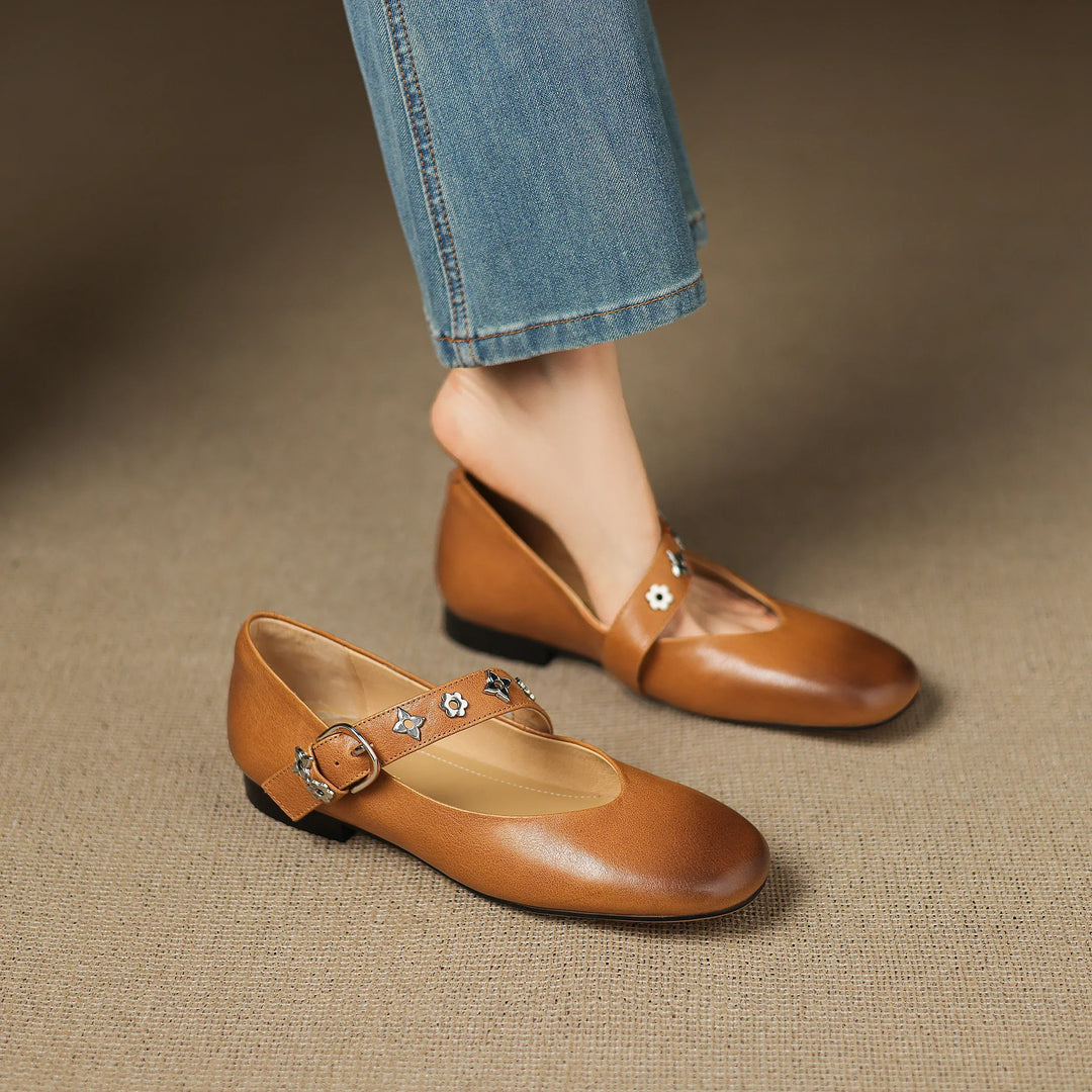 Womens Flats Genuine Leather Slip-On