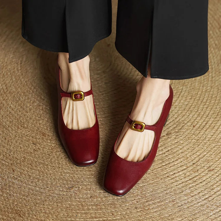 Womens Genuine Leather Heels Classic Fit