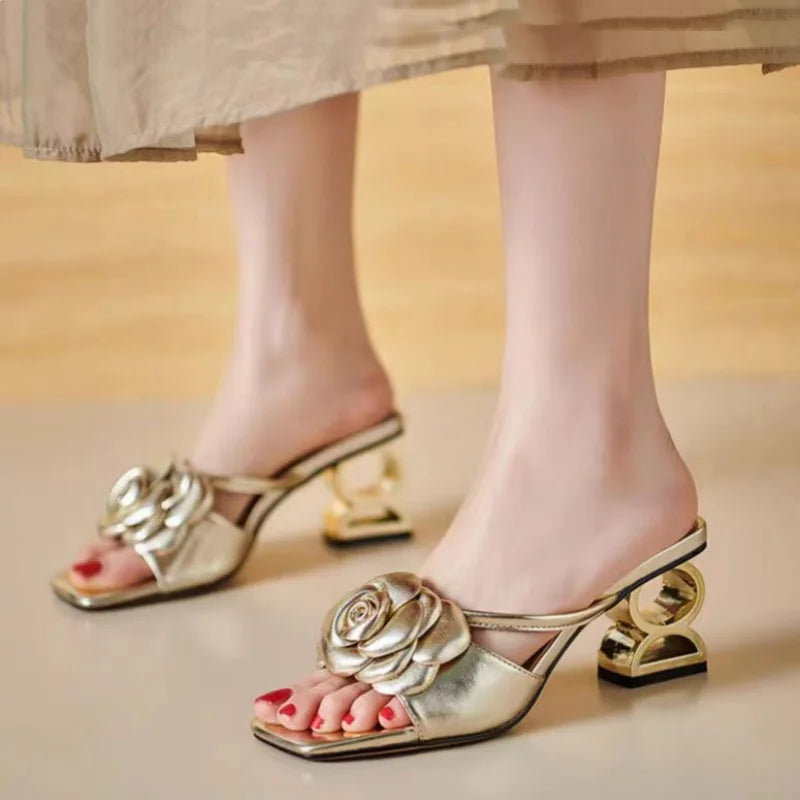 Womens Heels with Rosette Detail