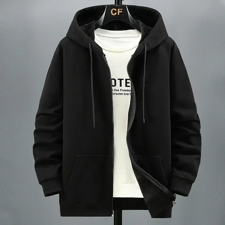 Mens Hooded Sweatshirt Zip-Up Relaxed Fit