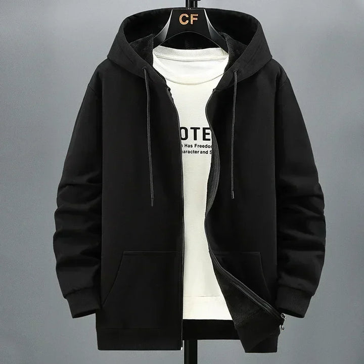 Mens Hooded Sweatshirt Zip-Up Relaxed Fit