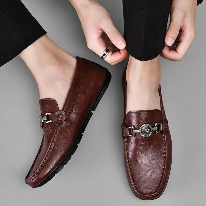 Mens Loafers Genuine Leather Slip-On