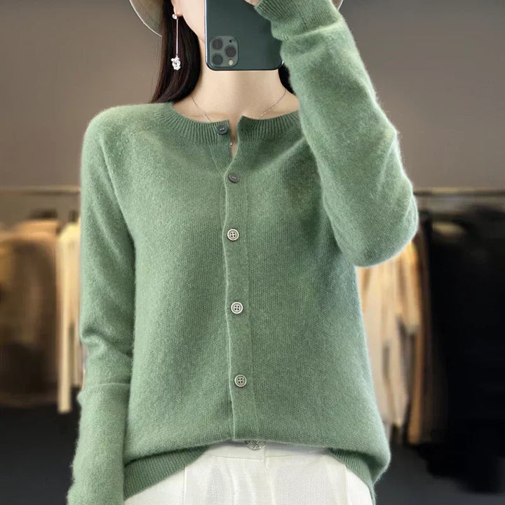 Womens Wool Cardigan Sweater Soft Open Front - BritishMode