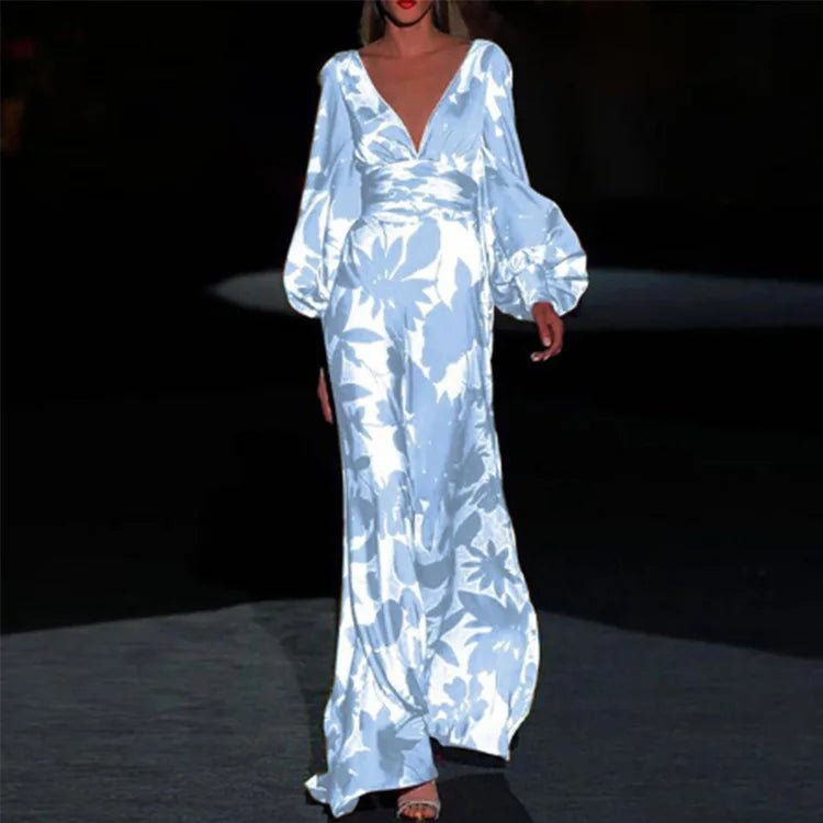 Womens Maxi Dress Floral Pattern Long Length - BritishMode