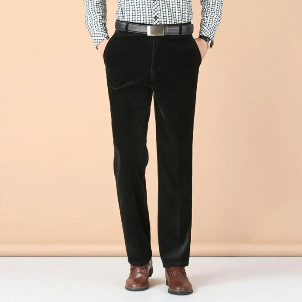 Mens Cotton Pants Classic Fit Straight Leg - BritishMode