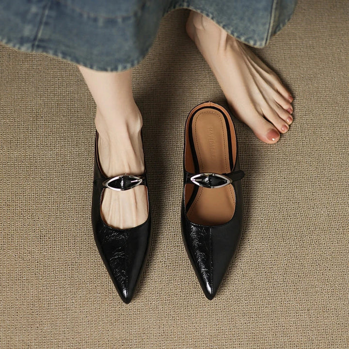 Womens Genuine Leather Mules Slip-On Style