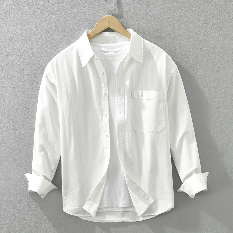 Mens Cotton Shirt Lightweight Long Sleeve Casual Fit