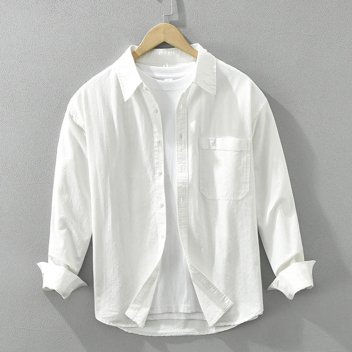 Mens Cotton Shirt Lightweight Long Sleeve Casual Fit